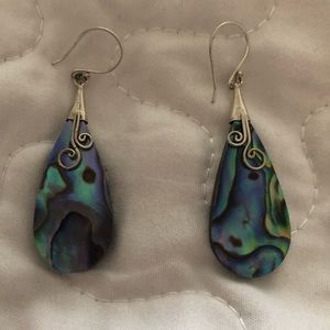 Handcrafted Paua Abalone & 925 Sterling Silver Drop Earrings